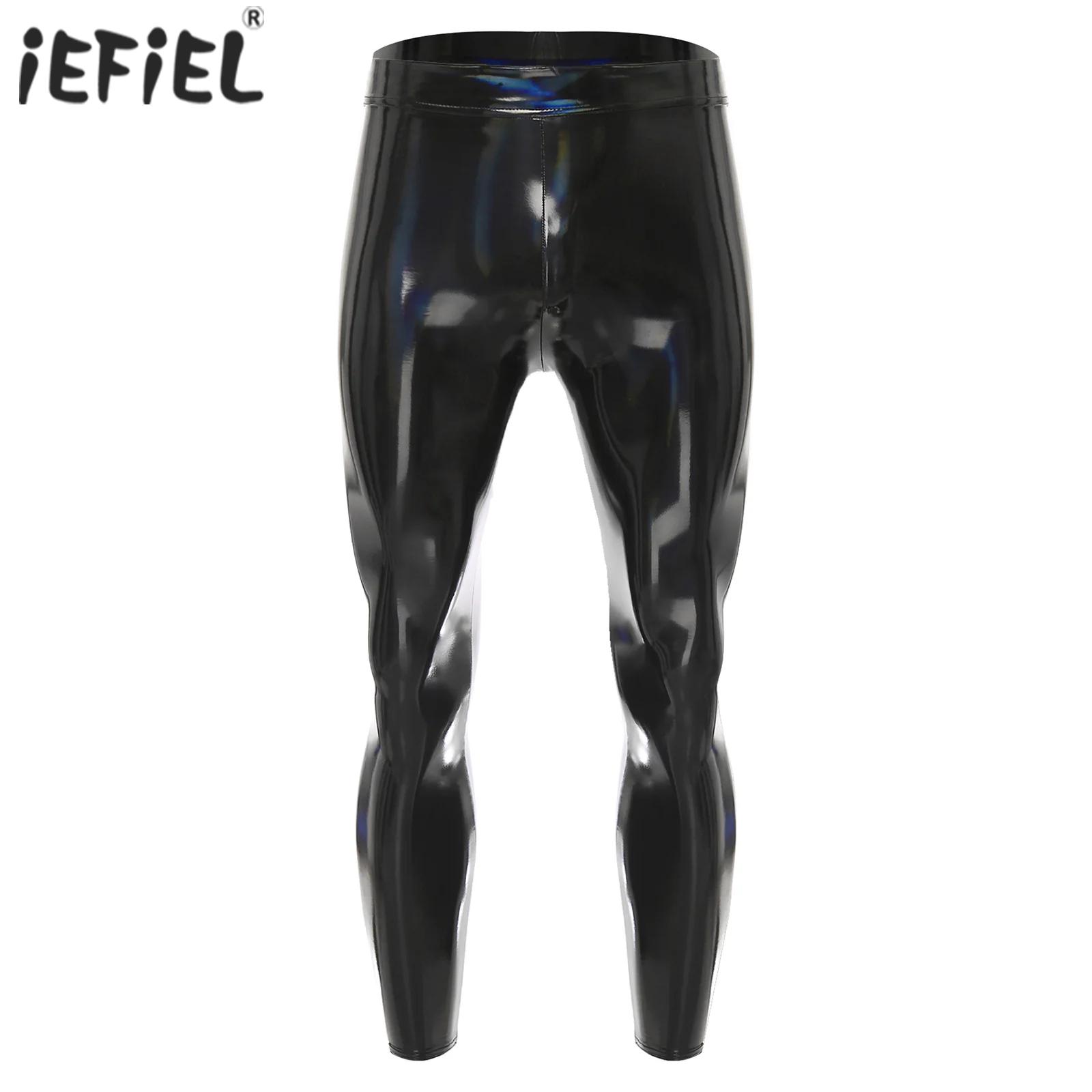 Leather Work Pants - 남성용 블랙 디스코 타이츠 바지 레깅스