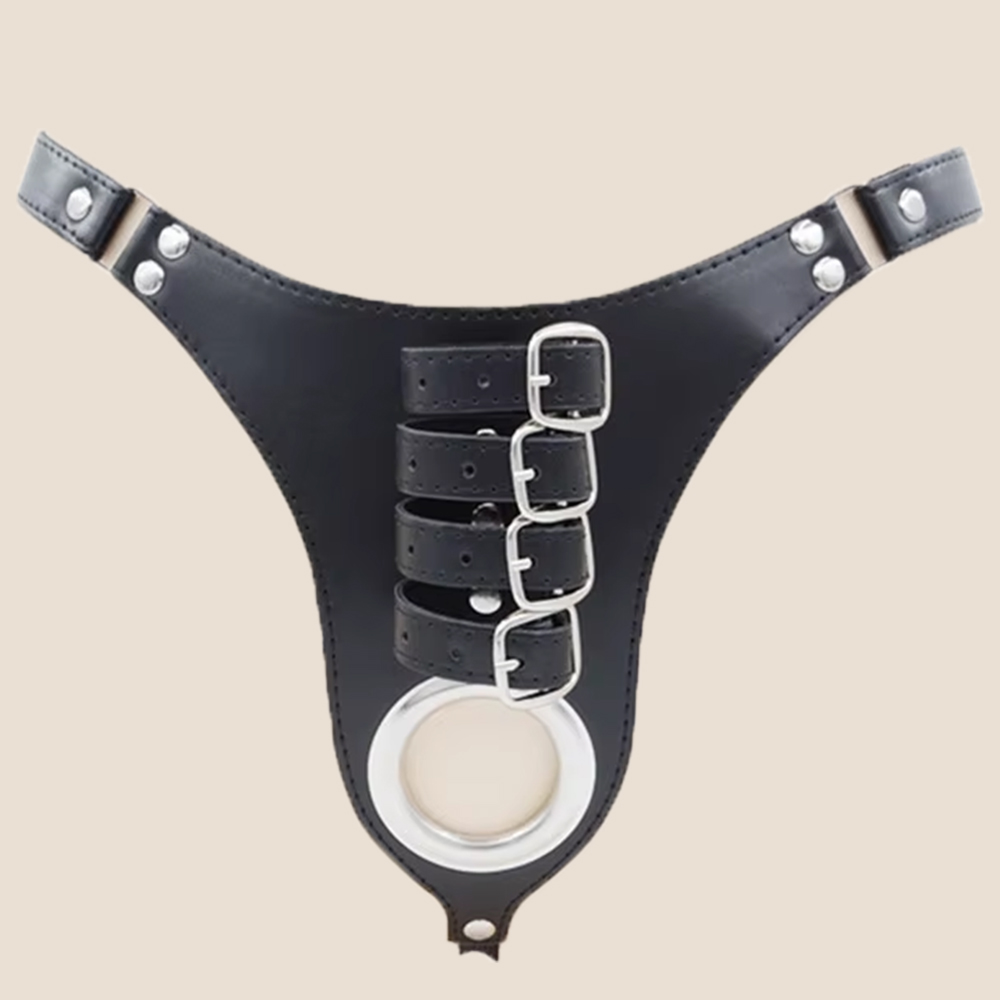 Leather Work Pants - BdSM 남성용 정조대 섹스토이 가죽 음경