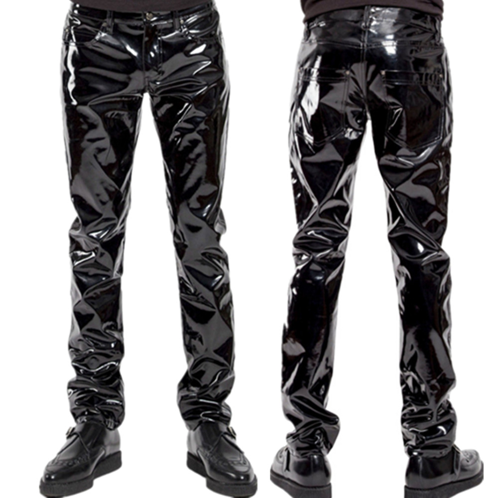 Leather Work Pants - 반짝 이는 PVC 라텍스 바지 남자