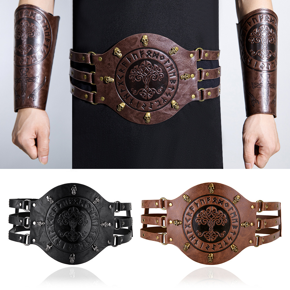 Leather Work Pants - 중세풍 와이드 코르셋 벨트, 바이킹 해적