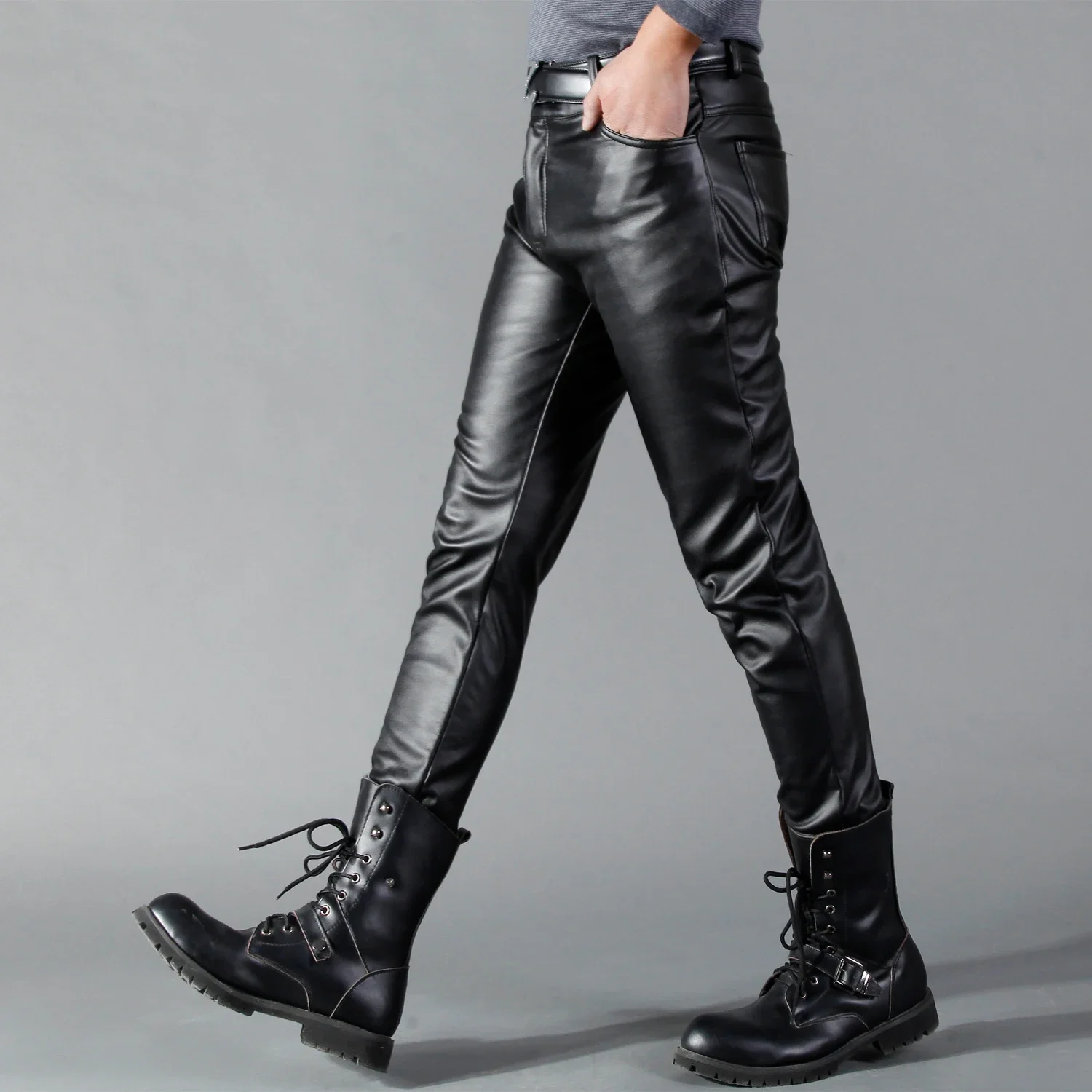 남성용 가죽 바지 스키니 핏 신축성 있는 패션 PU 가 - Leather Work Pants 리뷰 및 가격