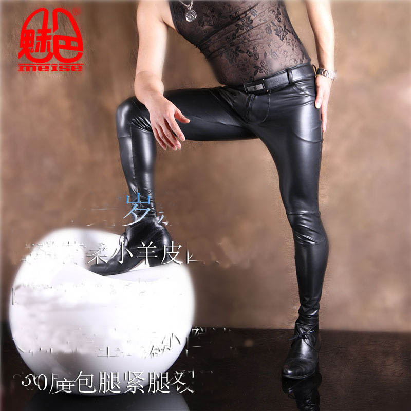 남성용 PU 가죽 스키니 청바지 스타일 꽉 라텍스 가짜 - Leather Work Pants 리뷰 및 가격