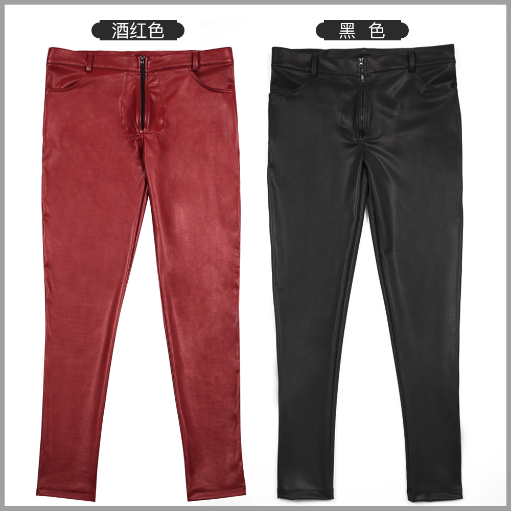 남성용 PU 가죽 스키니 청바지 스타일 꽉 라텍스 가짜 - Leather Work Pants 리뷰 및 가격