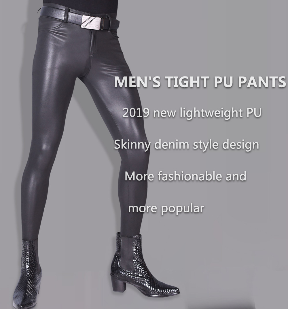 패션 스키니 청바지 섹시한 캐주얼 바지 남성 슬림 펜슬 - Leather Work Pants 리뷰 및 가격