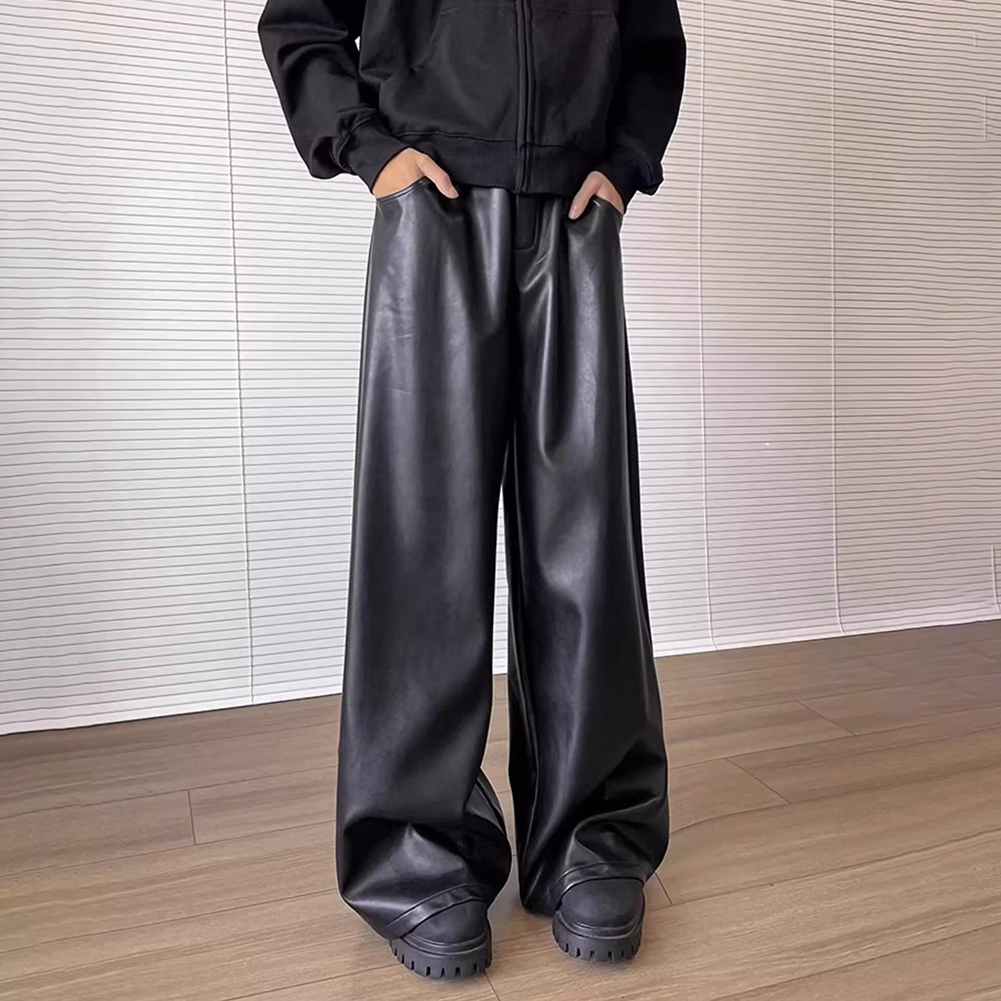 남성용 레트로 루즈핏 인조가죽 캐주얼 팬츠 와이드 레그 - Leather Work Pants 리뷰 및 가격